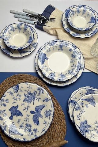 Tabak Evi Stoneware Flower Yemek Takımı 6 Kişilik 24 Parça