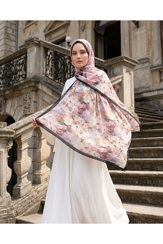 Moda Nuda Desenli Bambu Kraş Şal Siyah Çiçekli - Mira İpek