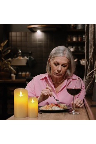 Symbee 3'lü Kumandalı Led Elektronik Mum Seti - 4 Zamanlama Modu, Sıcak Beyaz Işık, Gerçekçi Sallanan Alev - 7.5x10/12.5/15cm Beyaz No-flame Simülasyon Mumlar Şimşek, Noel, Parti Dekorasyonu Diğer