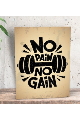 Bk Gift No Pain No Gain Tasarımlı Dekoratif Mini Kanvas Tablo 15X (506660958)