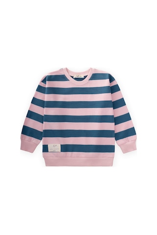 Cigit Çizgili Triko Sweatshırt 2-12 Yaş Mavi Pudra Mavi