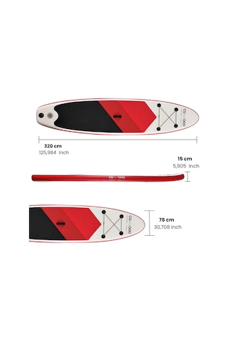 Cawooo Sup Şişme Sörf Tahtası Stand Up Paddle Board 78 320 15 Cm Kırmızı