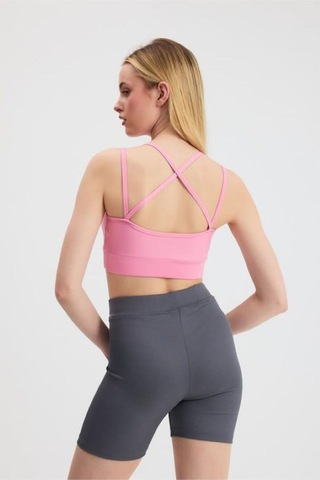 Sırt Çapraz Askılı Crop Bluz - S504568 Pembe
