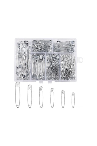 Ximistore9 250 Adet Çeşitli Boyutlu Nikel Kaplı Çelik Güvenlik İğnesi Seti, Depolama Kutusuyla Etiket Sabitleyici İğneler Paketi