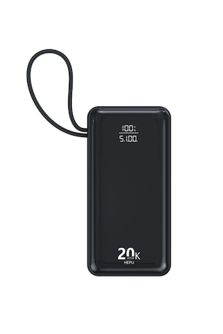 Hepu Hp-252 Powerbank 20.000 Mah 22.5w Hızlı Dahili Çoklu Kablolu, Dijital Göstergeli Siyah