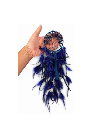 Düş Kapanı Doğal Taşlı Hayat Ağacı Sodalit Taşlı Mavi Dreamcatcher Duvar Süsü Rüya Kapanı