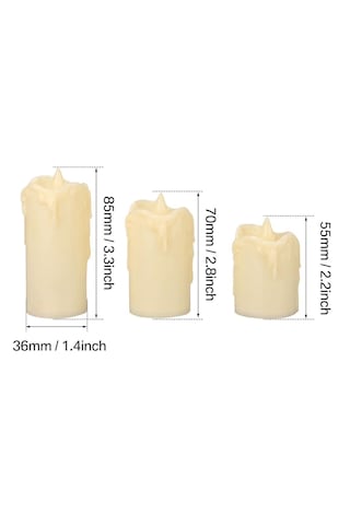 3 Lü Pilli Dekoratif Led Mum Işıkları Gerçek Alev Efektli 5639 .