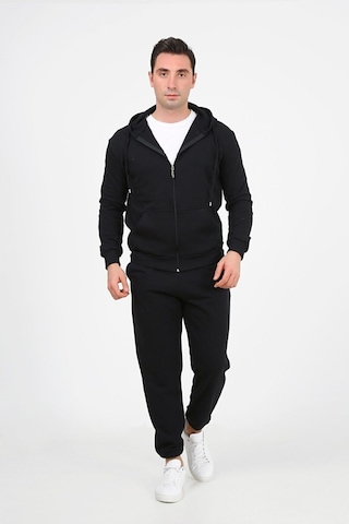 Erkek Fermuarlı Eşofman Takımı Siyah