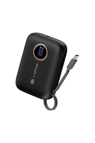 10.000 Mah Powerbank Dahili Type-c'li Powerbank: Dijital Ekran, Hızlı Şarj, 10000mah, Taşınabilir Siyah