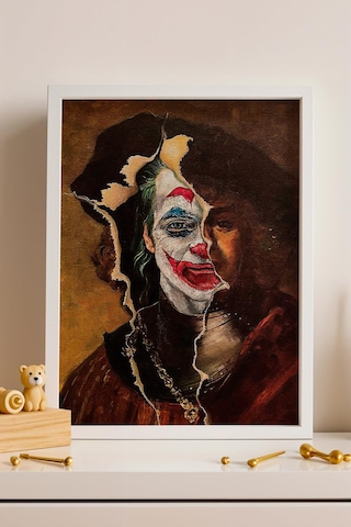 Joker Self Portrait Çerçeveli Tablo Sinemaseverlere Hediyelik Duvar Dekoru Modifiye Sanat