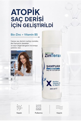 Zinterax Vitaminb5 Şampuan Kepek, Pullanma-onarıcı Bakım Kompleksi Hassas Saç Derisi 200 Ml