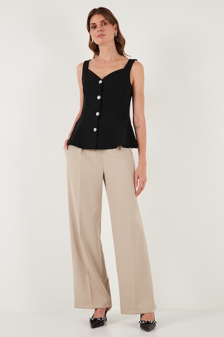 Lela Fitted Fit V Yaka Düğmeli Bayan Yelek 611Fyl145 Siyah