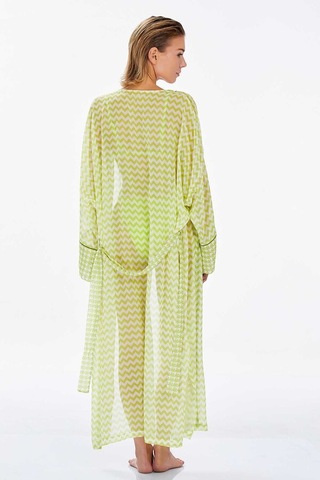 Mayo Üzerine Tek Pareo Kaftan Leysa Nady 6129 Neon Yeşili Neon Yeşil