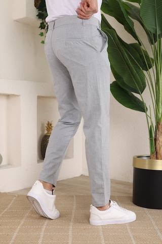 Hazego Erkek Slim Fit Likralı Bilek Boy Kumaş Pantolon Gri