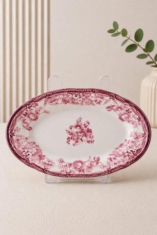 Porser Porselen Velour Maroon Fulya Kayık Tabak Seti 22cm 2 Parça Çok Renkli