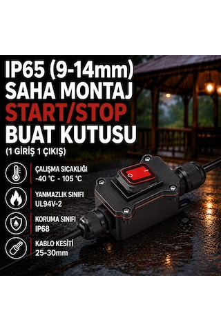 Ip65 9-14mm Montaj Star/stop Buat Kutusu 1 Giriş 1 Çıkış