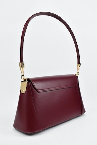 Kadın Deri Kilit Detaylı El Ve Omuz Çantası - Bordo Bordo