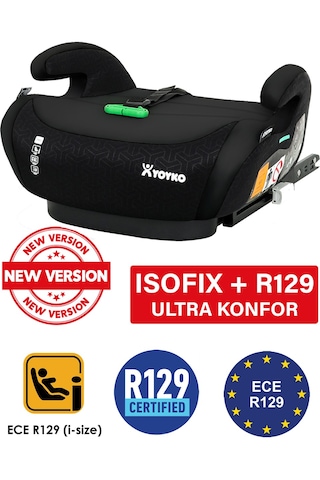 Yoyko Isofix Bağlantılı 15-36 Kg Oto Koltuğu Yükseltici Booster Siyah