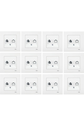 Viko Karre 12 Adet Nümeris Telefon Prizi rj11 Çerçeveli - Beyaz