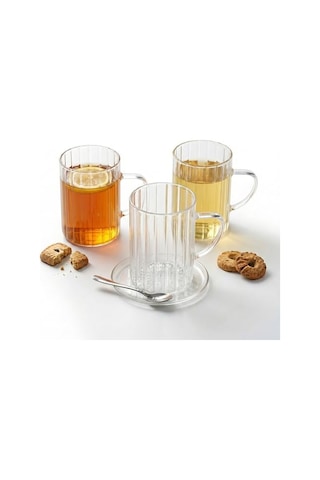 Deconox 3'lü Borosilikat Cam Kupa Seti - 300 Ml Isıya Dayanıklı İnce Ve Hafif Çay/kahve Bardağı - Ku Sku: Smgstkd1596d9657