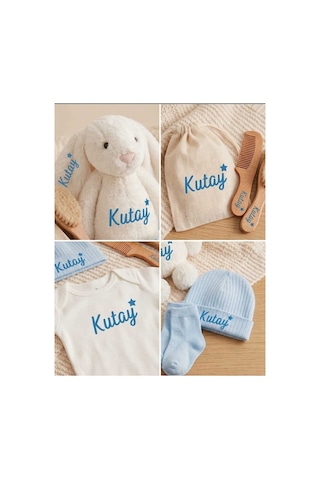 P&m Gift Shop İsme Özel Yenidoğan Bebek Seti Premium Mavi