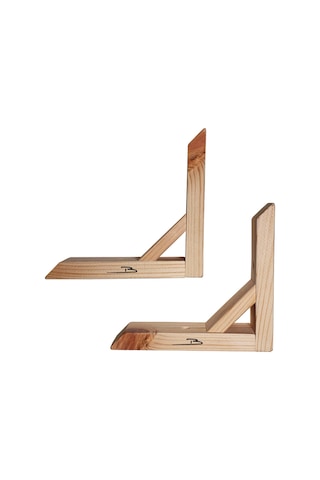 Doğal Ahşap Duvar Raf Ayağı 16x16cm Dayanıklı 90 Derece (2li set)