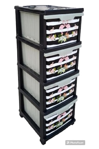 Flamingo Desen Çekmeceli Sebzelik Komidin -kmdn-112 Gümüş