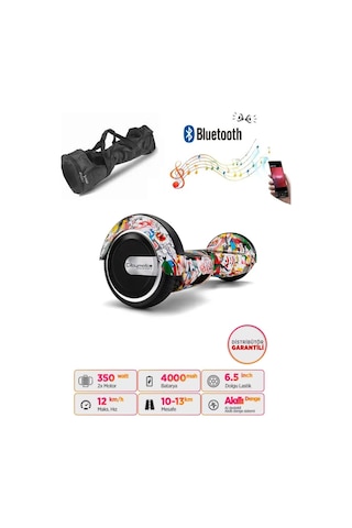 Citymate Hoverboard 6.5 inch Elektrikli Kaykay Scooter Full Ledli Bluetooth Hoparlörlü Çanta Hediye D01