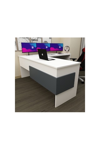 Sell L Çalışma Ofis Gaming Oyuncu Masası Beyaz - Antrasit Beyaz - Antrasit