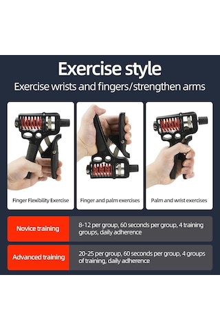 5-165kg Profesyonel El Bilek Ve Kol Güçlendirici Kavrama Egzersiz Aleti Ayarlanabilir El Yayı Siyah