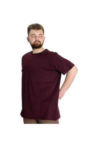 Mode Xl Büyük Beden Erkek Tshirt Bisiklet Yaka Basic 20031 Mürdüm 001