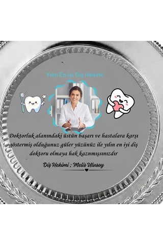 Diş Hekimine Hediye Fotoğraflı Ve İsimli Yılın En İyi Diş Doktoru Plaketi