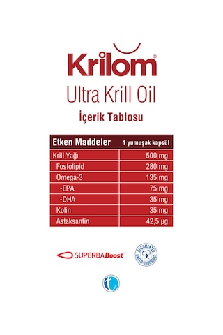 Krilom Ultra Krill Oil Takviye Edici Gıda 30 Yumuşak Kapsül