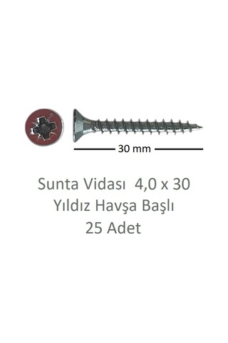 Sunta Vidası, 4,0 X 30 Mm, 25 Adet, Yhb Vida 4 x 30