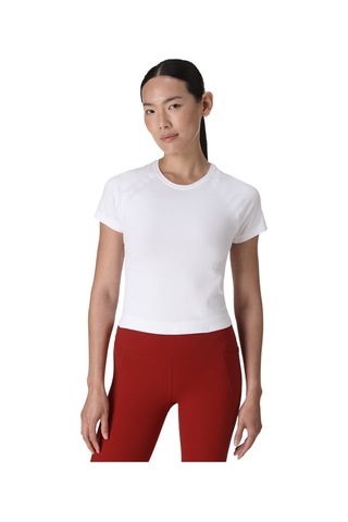 Sweaty Betty Sweaty Betty Athlete Crop Seamless Workout Kadın Beyaz Tişört 100 Beyaz