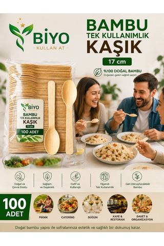 Tek Kullanımlık Bambu Kaşık 100 Adet