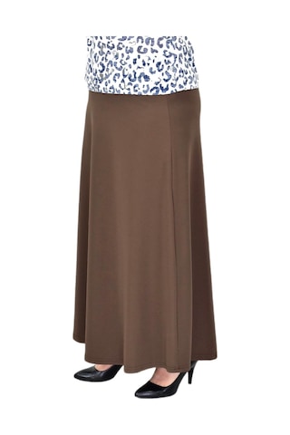 Kadın Uzun Lastikli Kloş Etek Bgl-st04728 Açık Kahverengi