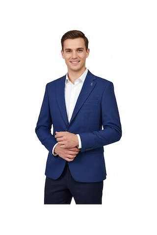 Erkek Tek Spor Ceket Çift Yırtmaçlı Bgl-st04982 İndigo