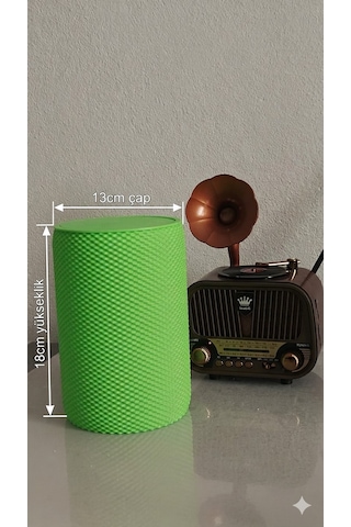 Modern Geometrik Dokulu Döner Kapaklı Masaüstü Çöp Kutusu- 18 Cm - Elma Yeşili Yeşil