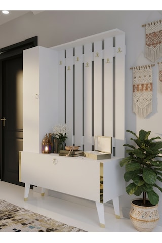 Resital Portmanto Vestiyer - Gp7001-1 - Beyaz Gold Beyaz
