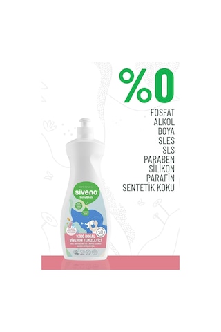Siveno %100 Doğal Emzik ve Biberon Temizleyicisi Bitkisel Elde Bulaşık Sabunu Nemlendirici Vegan 500 ml