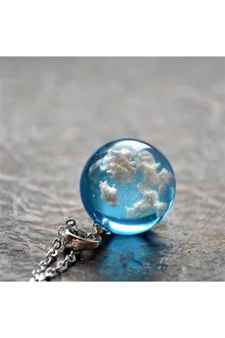 Hediye Vakti 3 Boyutlu Mavi Bulut Kolye Mm1871 Antik Gümüş