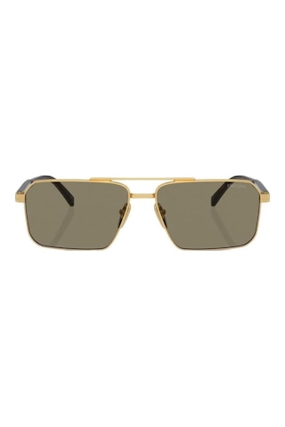 Prada Pr A57s 5ak90f 58 Erkek Dikdörtgen Gold Metal Güneş Gözlüğü