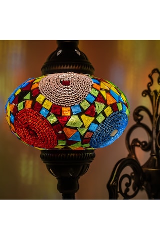 Dekoratif Aplik Otantik Mozaik Lamba Duvar Lambası Çok Renkli