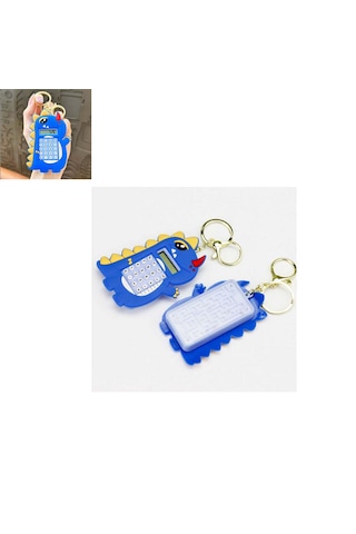 Mini 8 Haneli Hesap Makineli Labirent Oyunlu Dinazor Anahtarlık 1 Adet Ebat: 9,3 Cm X 5,9 Cm Lacivert