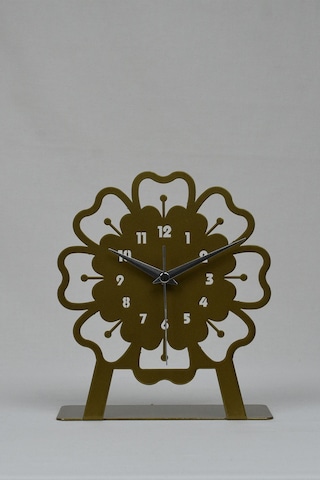 Mercan Model Metal Lazer Kesim Akar Sessiz Mekanizmalı Masa Saati Gold