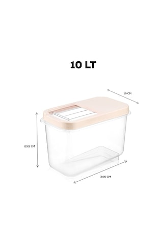 10 Lt Kayar Kapaklı Deterjan Saklama Kabı - Etiketli Tablet Deterjan Saklama Kutusu Krem Bej