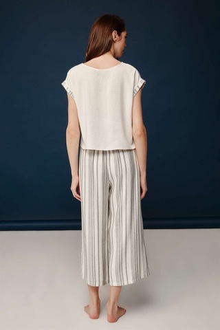 Bonnie&Clyde - Kadın Ekru Viskon Kapri Pijama Takımı  30001 Ekru