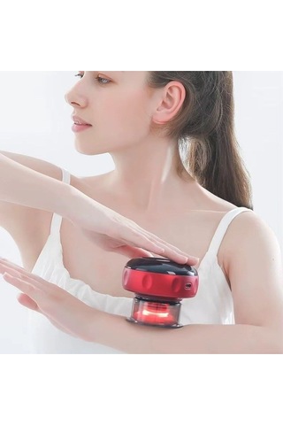 12 Kademeli Sıcaklık Emişli Bardak Çekme Terapisi, Vakumlu Masaj Aleti,terapi Cihazı Gua Sha-masaj Cihazı Beyaz