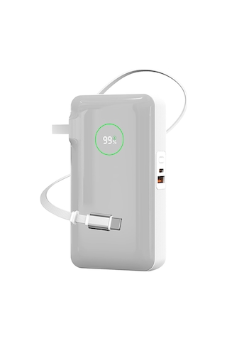 Wiwu Wi-p049 Noble Serisi Type-c Kablolu Dijital Led Göstergeli Powerbank Pd 35w 10000mah Gri